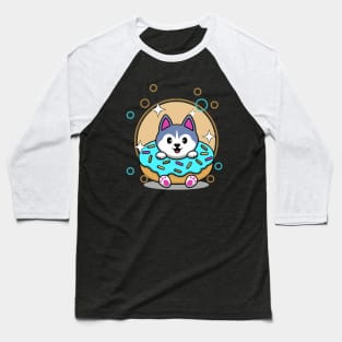 Cute Husky Baby In The Donut Husky Lover Dog Lover Baseball T-Shirt